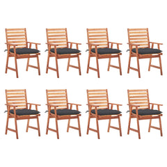 Outdoor Chair Set of 8 Anthracite Solid Acacia Wood Standard