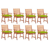 Patio Dining Chairs 8 pcs with Cushions Solid Acacia Wood