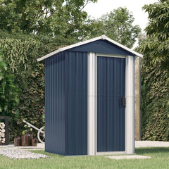 Anthracite galvanized steel garden shed with sliding door, measuring 49.6x38.4x69.7 inches.