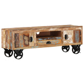 TV Stand with Wheels 43.3x11.8x14.6 Solid Reclaimed Wood