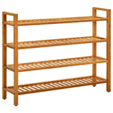 Bostome solid oak wood shoe rack with four shelves in a rustic design for organized storage.