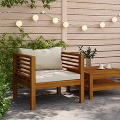 Garden Chair Cream White, Natural Wood