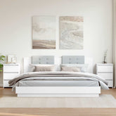 Bed Cabinet Set of 2 White Engineered Wood