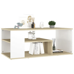 Coffee Table White and sonoma oak Engineered wood Medium