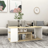 Coffee Table White and sonoma oak Engineered wood Medium