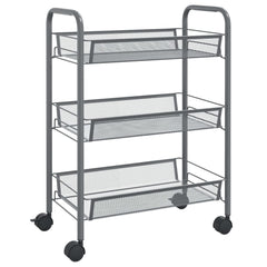 3-Tier Kitchen Trolley Gray 18.1x10.2x25.2 Iron