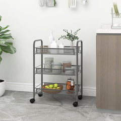 3-Tier Kitchen Trolley Gray 18.1x10.2x25.2 Iron