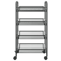 4-Tier Kitchen Trolley Black 18.1x10.2x33.5 Iron