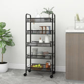 5-Tier Kitchen Trolley Black 18.1x10.2x41.3 Iron