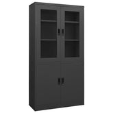 Office Cabinet Anthracite Steel, tempered glass Large