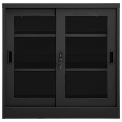 Sliding Door Cabinet Anthracite Steel, tempered glass