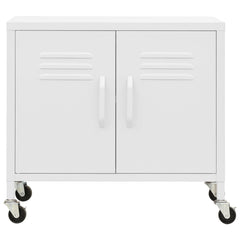 Storage Cabinet White Steel Medium Lockable wheels