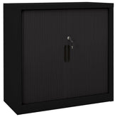 Sliding Door Cabinet Black Steel Compact Adjustable Shelves
