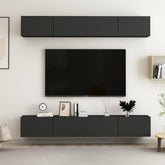TV Cabinet Set of 4 Black Engineered wood TV Cabinet