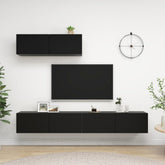 TV Cabinet Set of 3 Black Engineered wood
