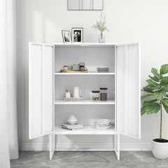 Highboard White Steel Medium Highboard Rectangular Modern