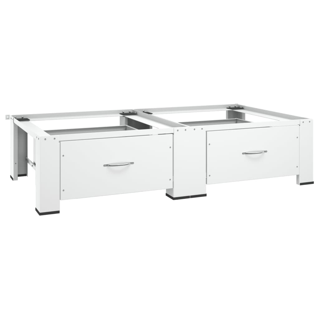 White steel pedestal for washing and drying machines with two drawers.
