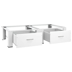 White steel pedestal for washing and drying machines with two drawers.