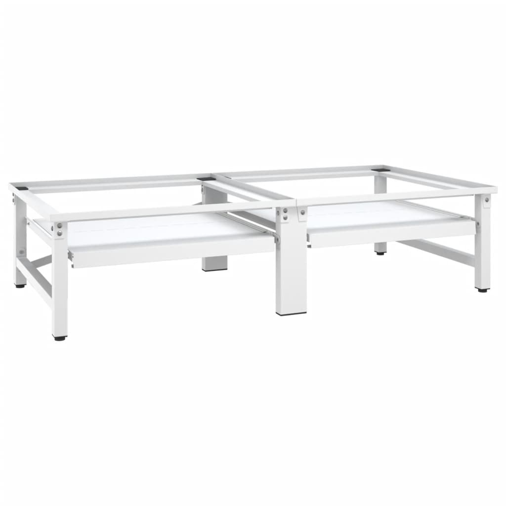 White steel washing machine stacking kit with pull-out shelf.