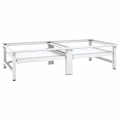 White steel washing machine stacking kit with pull-out shelf.