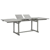 Garden Table Gray Solid Acacia Wood Large Extendable Garden Table