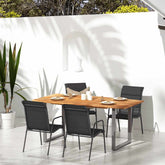 Garden Chair Set of 4 Black and Anthracite Powder-Coated Steel
