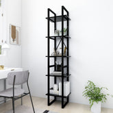 Book Cabinet Black Engineered Wood Medium 5 Tier Book Cabinet