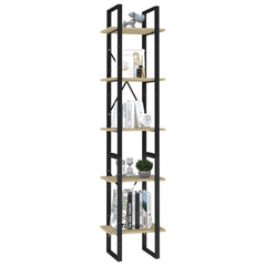 Book Cabinet Sonoma oak and black Engineered wood and metal Medium