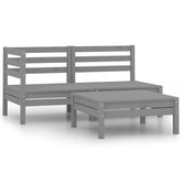Garden Lounge Set Grey Solid pine wood Large Modular
