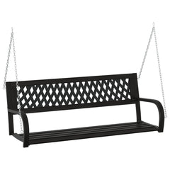 Garden Swing Bench Black Steel and Plastic Medium Durable