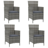 Garden Chair Set of 4 Grey Poly rattan Medium Durable