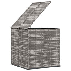 Cushion Box Grey PE Rattan, Powder-Coated Steel Large Cushion Box