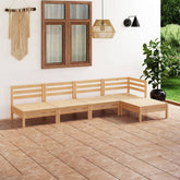 Garden Lounge Set Natural Pine Solid Pine Wood Five-Piece Modular