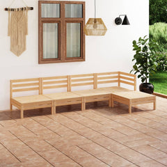 Garden Lounge Set Natural Pine Solid Pine Wood Five-Piece Modular