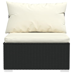 Garden Lounge Set Black PE rattan, powder-coated steel, plastic