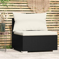Garden Middle Sofa Black PE rattan Medium Modular