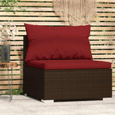 Garden Middle Sofa Brown PE rattan, powder-coated steel, plastic