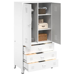 Wardrobe White Metal 35.4 x 19.7 x 70.9 in Wardrobe Rectangular