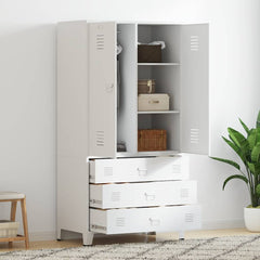 Wardrobe White Metal 35.4 x 19.7 x 70.9 in Wardrobe Rectangular