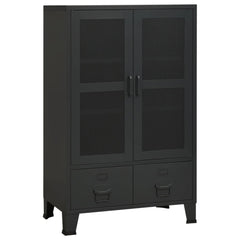 Storage Chest Black Metal 27.6 x 15.7 x 45.3 in Industrial