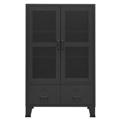 Storage Chest Black Metal 27.6 x 15.7 x 45.3 in Industrial
