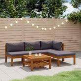 Wooden Lounge Set Dark Grey, Natural Wood