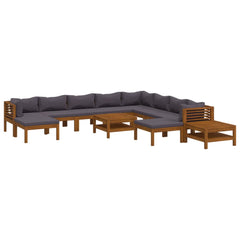 Wooden Lounge Set Dark Grey Solid Acacia Wood Large Modular