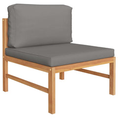 Garden Lounge Set Grey Solid Teak Wood 6 Piece Set Durable