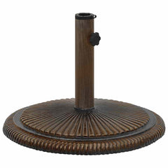Bronze cast iron umbrella base, 17.7 inches round with decorative scrollwork and floral patterns.
