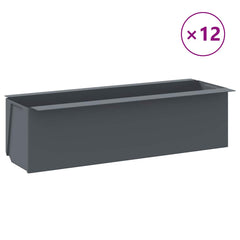 Flower Box Set of 12 Gray Polypropylene 14.2 in x 5.3 in x 3.7 in