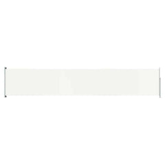 Cream retractable side awning, 46.1 by 236.2 inches, extended view.