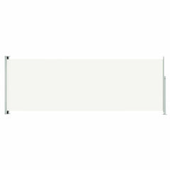Cream retractable side awning with a sturdy steel base, extending 236.2 inches wide and 86.6 inches high.