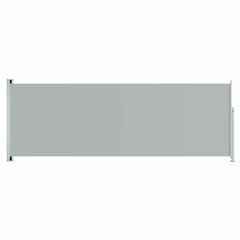 Gray retractable side awning with steel frame, 86.6 by 236.2 inches, for outdoor shade and privacy.