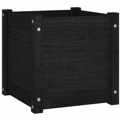Planter Set of 2 Black Solid pinewood 15.7 x 15.7 x 15.7 in